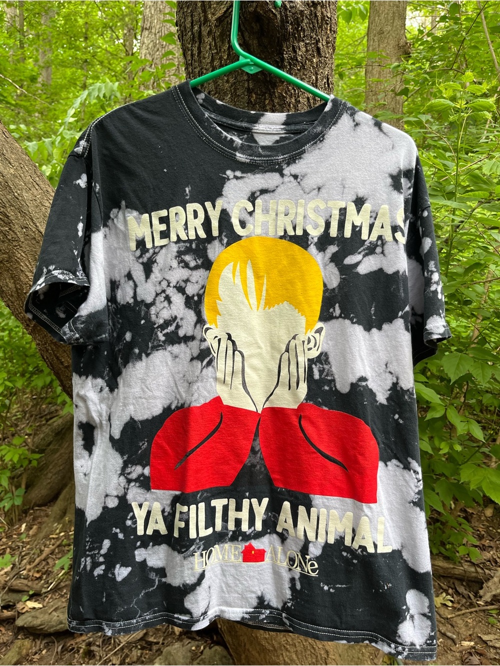 Home Alone Shirt Mens L Merry Christmas Ya Filthy Animal Black Tie Dye SS Tee